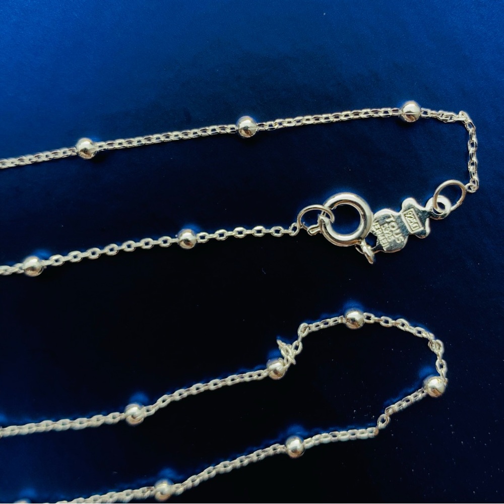 Tous Beaded in 3D Beads Rolo Chained Chocker Chain Stamped Silver
